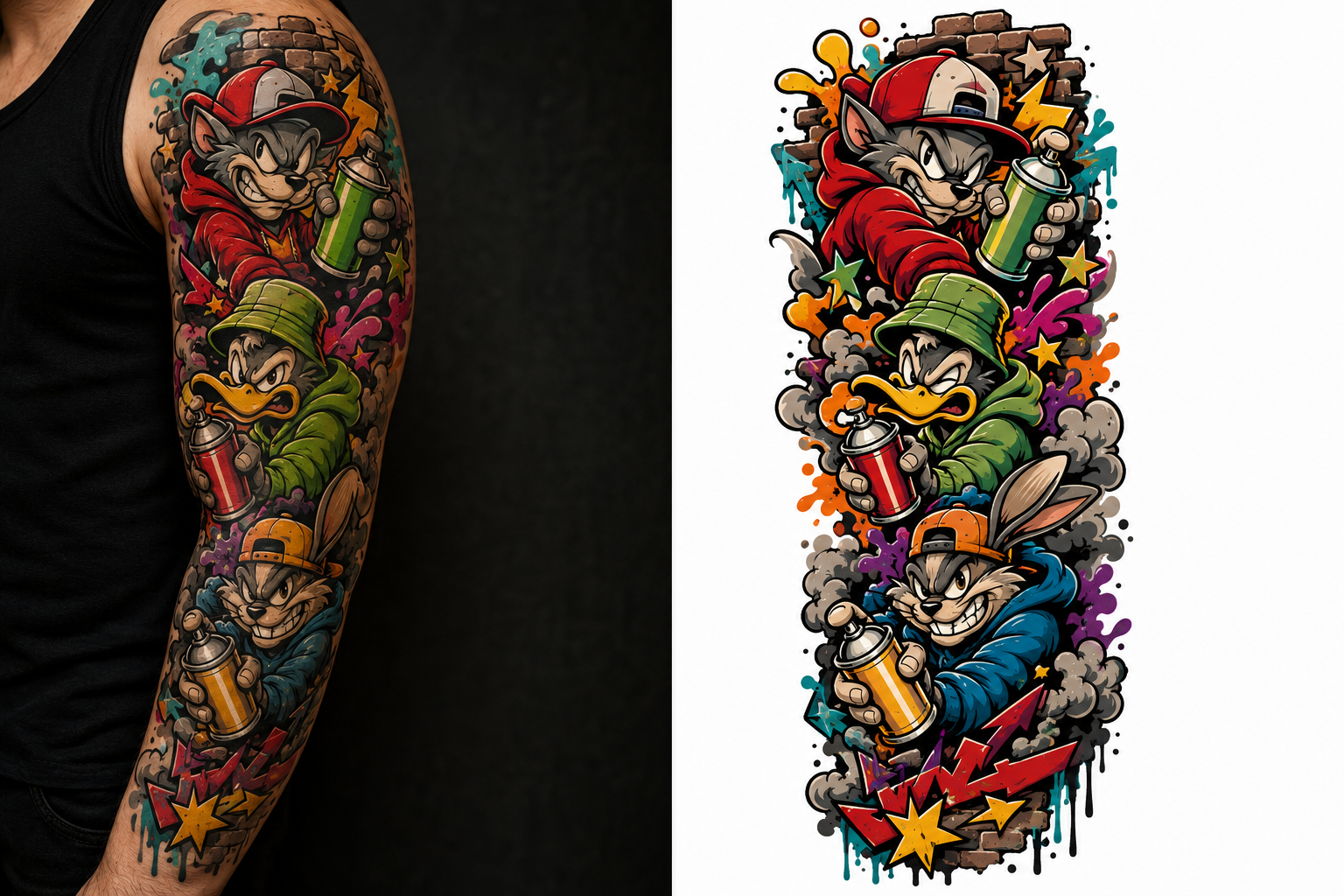 Mad Spray Crew tattoo model preview